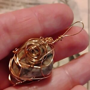 Gold Wire Wrapped Lake Stone Pendant